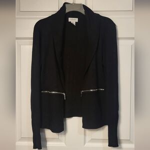 Carmen Marc Valvo Black Knit Shawl Collar Cardigan Blazer Size Large